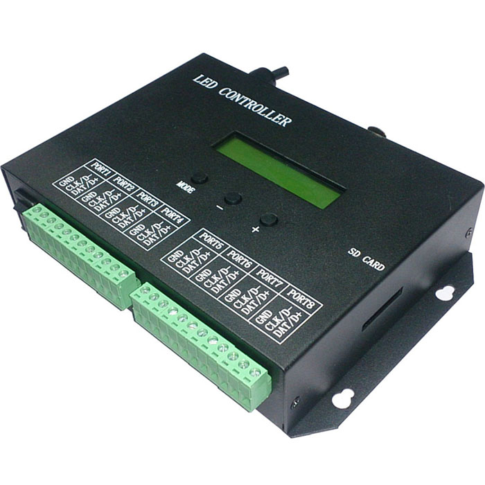 AC 220V LED controller,full color programmable,DMX512 controller,8 ports drive 8192 pixels,can connect DMX console,support many chips. For LED Strip light AC 220V LED controller,full color programmable,DMX512 controller,8 ports drive 8192 pixels,can connect DMX console,support many chips. For LED Strip light
